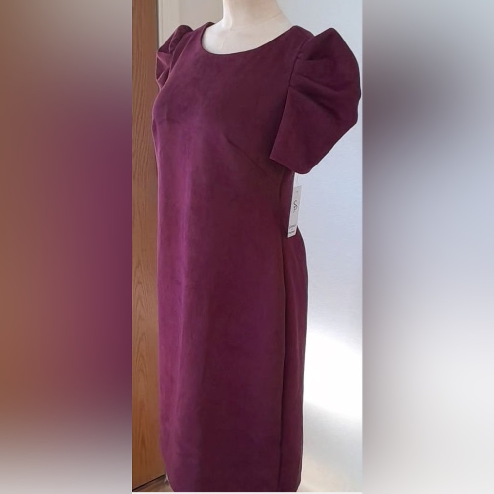 Shelby & Palmer Faux Suede Burgundy Dress